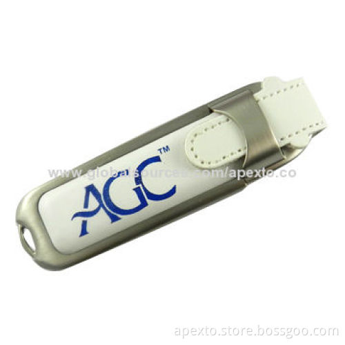 White Leather USB Stick with 16GB Storage Capacity, Supports Password Protection and BootableNew